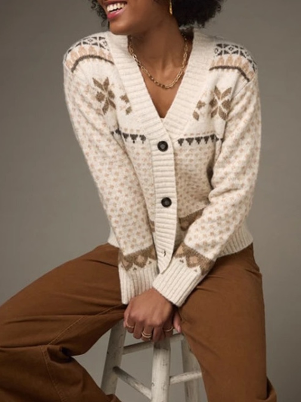 Francesca's Olivia Fairisle Button Down Cardigan